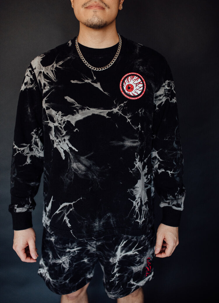 Black Flame Tie-Dye Crewneck Sweater