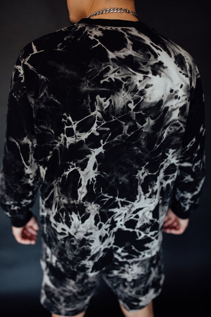 Black Flame Tie-Dye Crewneck Sweater